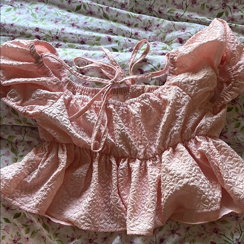 Peach Ruffle Women's Top - Picture 2 of 2